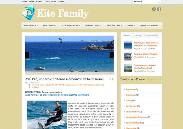 Article sur l'école Avel Pad sur Kite Family